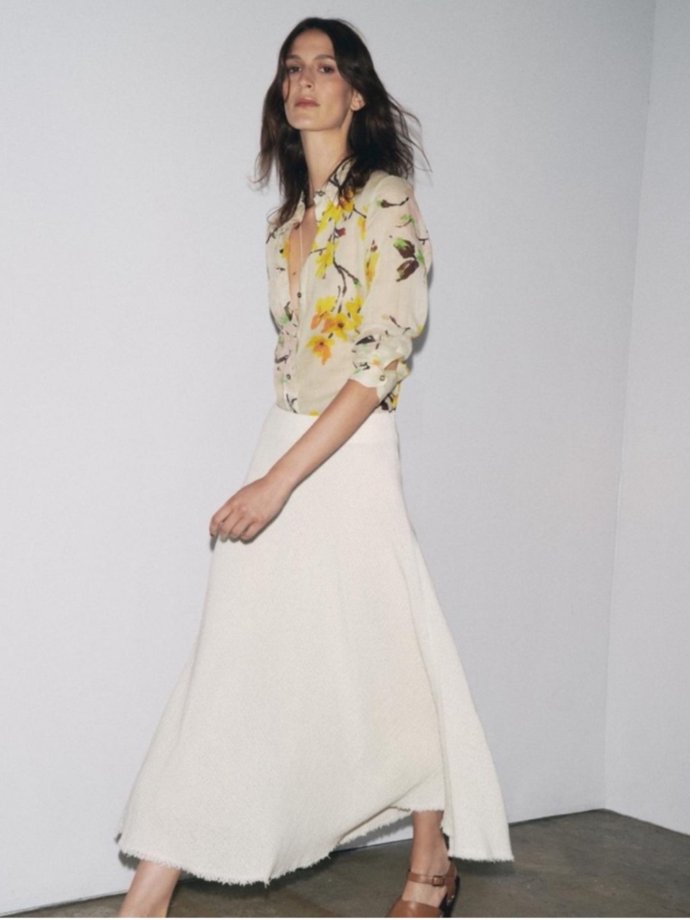Zara Cream Midi Skirt 8163/277
